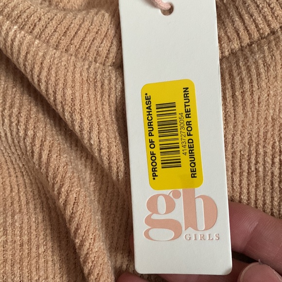 NWT Gb girls camel color mock turtle neck long sleeve ribbed top - Picture 6 of 8
